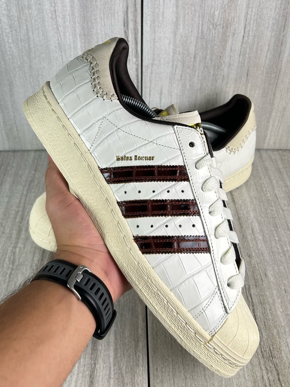 NEW Adidas Wales Bonner Superstar Bone Brown Croc Embossed Sneaker Mens Size 12